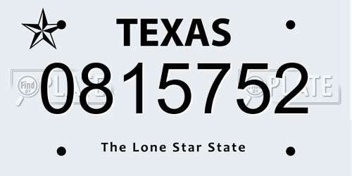 0815752 Texas License Plate