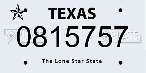 0815757 Texas License Plate