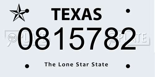 0815782 Texas License Plate