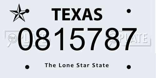 0815787 Texas License Plate