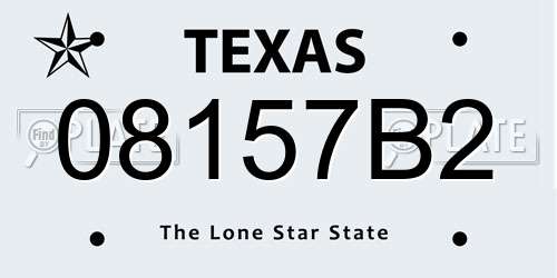 08157B2 Texas License Plate
