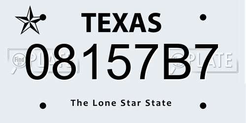 08157B7 Texas License Plate