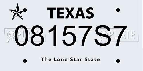 08157S7 Texas License Plate