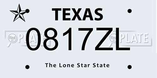 0817ZL Texas License Plate