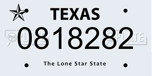 0818282 Texas License Plate