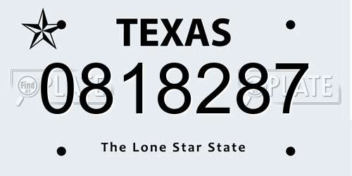 0818287 Texas License Plate