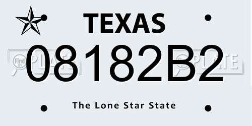 08182B2 Texas License Plate