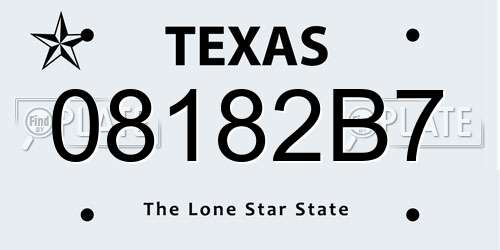 08182B7 Texas License Plate