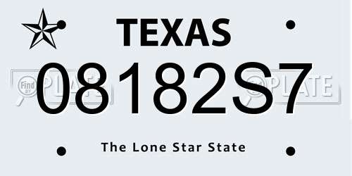 08182S7 Texas License Plate