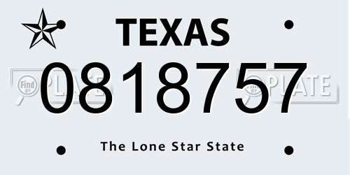 0818757 Texas License Plate
