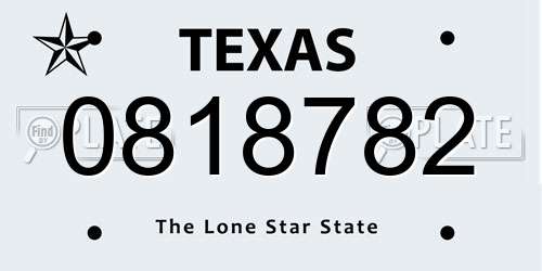 0818782 Texas License Plate