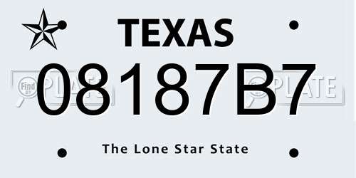 08187B7 Texas License Plate