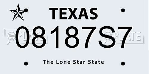 08187S7 Texas License Plate