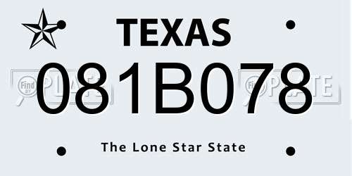 081B078 Texas License Plate