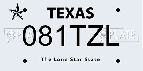081TZL Texas License Plate