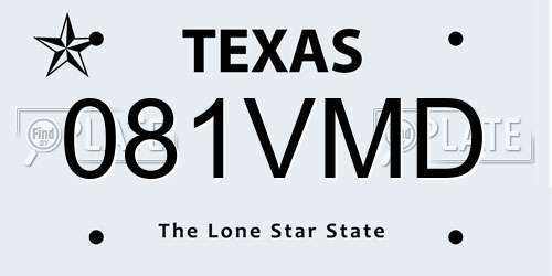081VMD Texas License Plate