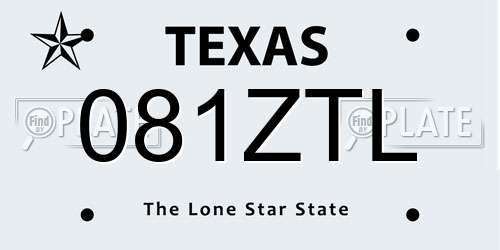 081ZTL Texas License Plate