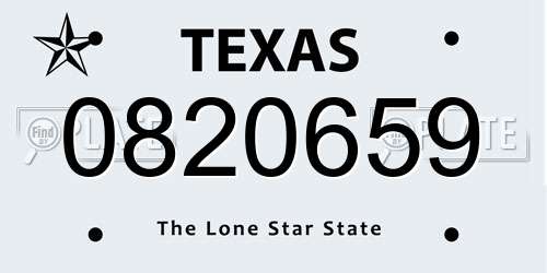 0820659 Texas License Plate