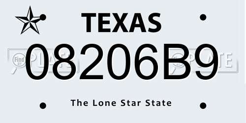 08206B9 Texas License Plate