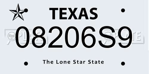 08206S9 Texas License Plate