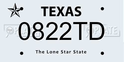 0822TD Texas License Plate