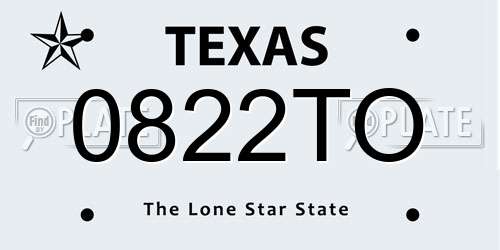0822TO Texas License Plate