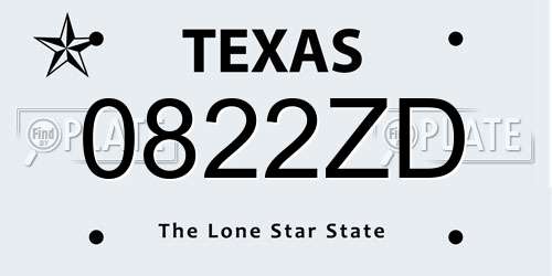 0822ZD Texas License Plate
