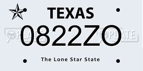 0822ZO Texas License Plate