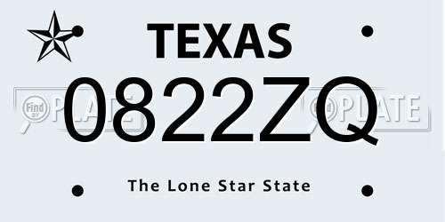 0822ZQ Texas License Plate