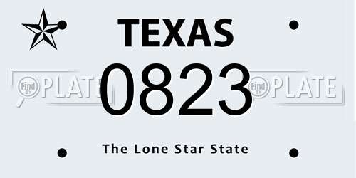 0823 Texas License Plate