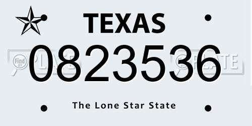 0823536 Texas License Plate