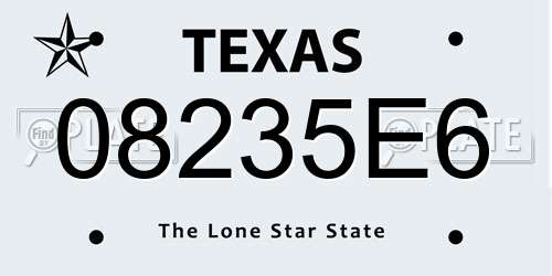 08235E6 Texas License Plate