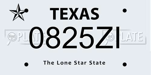 0825ZI Texas License Plate