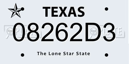 08262D3 Texas License Plate