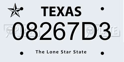 08267D3 Texas License Plate