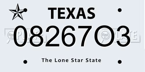 08267O3 Texas License Plate