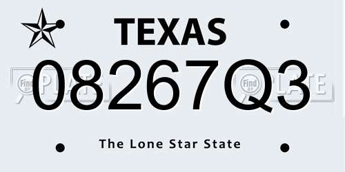 08267Q3 Texas License Plate