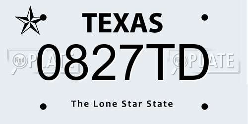 0827TD Texas License Plate
