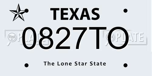 0827TO Texas License Plate