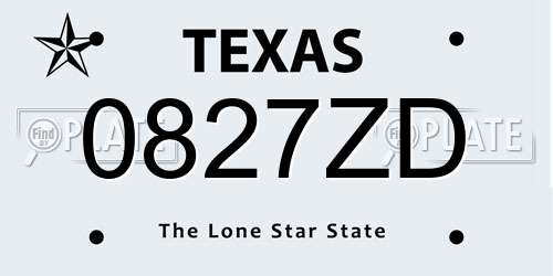 0827ZD Texas License Plate