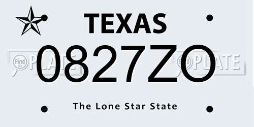 0827ZO Texas License Plate