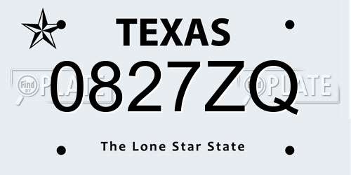 0827ZQ Texas License Plate