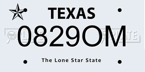 0829OM Texas License Plate