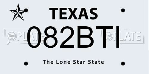 082BTI Texas License Plate