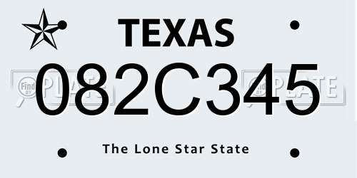 082C345 Texas License Plate