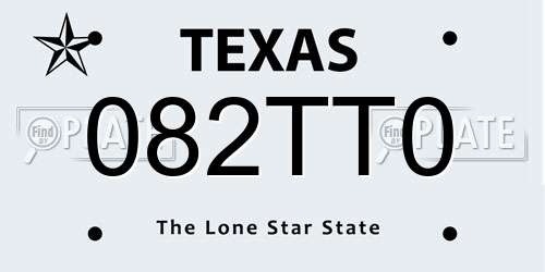 082TT0 Texas License Plate