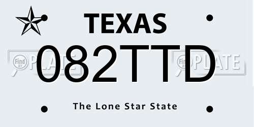 082TTD Texas License Plate