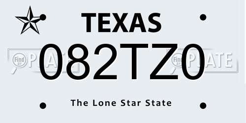 082TZ0 Texas License Plate