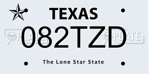 082TZD Texas License Plate