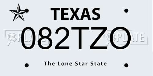 082TZO Texas License Plate